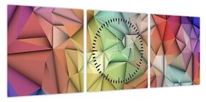 Obraz - Abstrakcja wielokątna (z zegarem) (90x30 cm)