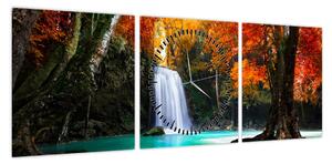 Obraz - Szmaragdowa Laguna (z zegarem) (90x30 cm)