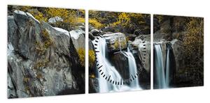 Obraz - Wodospady, Lushan, Chiny (z zegarem) (90x30 cm)