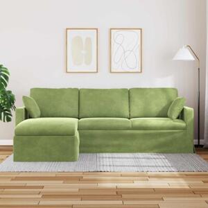 Nowoczesna sofa aksamitna w jasnozielonym kolorze z metalowÄ ramÄ