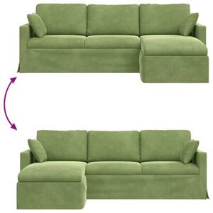 Nowoczesna sofa aksamitna w jasnozielonym kolorze z metalowÄ ramÄ