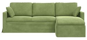 Nowoczesna sofa aksamitna w jasnozielonym kolorze z metalowÄ ramÄ
