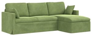 Nowoczesna sofa aksamitna w jasnozielonym kolorze z metalowÄ ramÄ