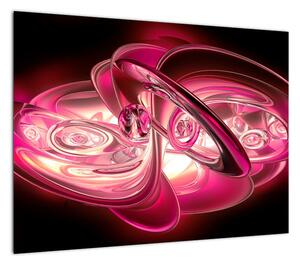 Obraz na szkle - różowe fraktale (70x50 cm)