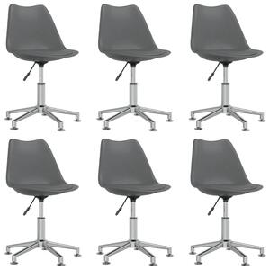 Obrotowe krzesła stołowe, 6 szt., szare, obite sztuczną skórą