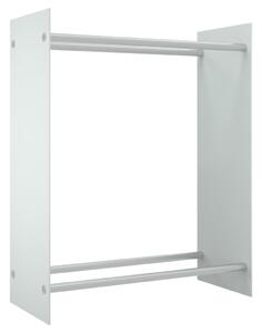 Stojak na drewno opałowe, biały, 80x35x100 cm, szkło hartowane