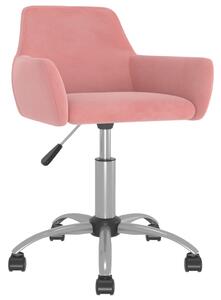 Obrotowe krzesło biurowe, różowe, tapicerowane aksamitem