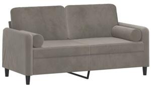 Sofa 2-osobowa z poduszkami, jasnoszara, 140 cm, aksamit