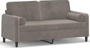 Sofa 2-osobowa z poduszkami, jasnoszara, 140 cm, aksamit