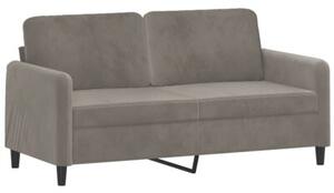 Sofa 2-osobowa z poduszkami, jasnoszara, 140 cm, aksamit