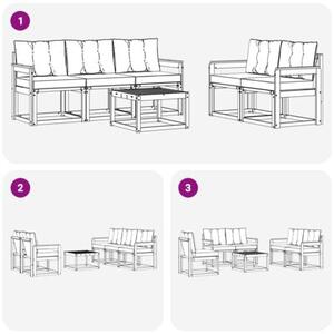 Zestaw mebli ogrodowych z litego drewna akacjowego z poduszkami i modularnym designem