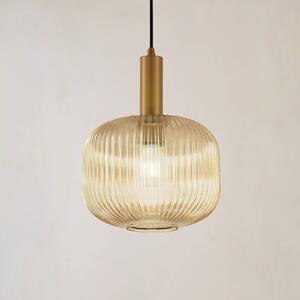 Lampa wisząca Doroteo Lindby, możliwość ściemniania, kremowy / amber, salon / jadalnia, szkło, vintage