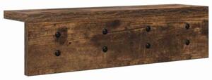 Nowoczesny wieszak na płaszcze montowany na ścianie z półką, kolor wędzony dąb