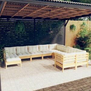 Zestaw Mebli Ogrodowych Komplet Wypoczynkowy Z Poduszkami 10-Częściowy Drewno Na Taras Balkon Ogród