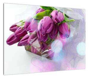 Obraz na szkle - bukiet tulipanów (70x50 cm)