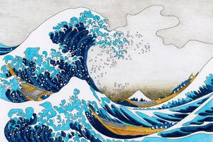 Samoprzylepna tapeta reprodukcja Wielka fala z Kanagawy - Katsushika Hokusai