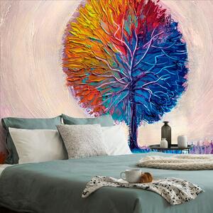 Samoprzylepna tapeta kolorowe akwarelowe drzewo