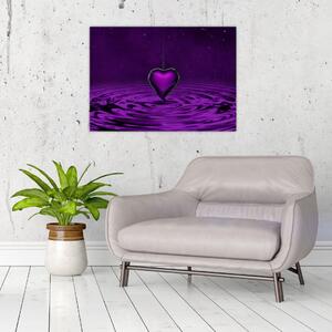 Obraz na szkle - fioletowe serce (70x50 cm)