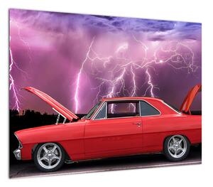 Obraz na szkle - czerwone auto (70x50 cm)