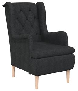 Fotel z kauczukowymi nóżkami, czarny, tapicerowany tkaniną