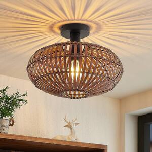 Lampa sufitowa Majeora Lindby, możliwość ściemniania, ciemne drewno, salon / jadalnia, bambus, skandynawski