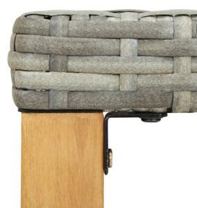 Ławka ogrodowa, 120 cm, szara, polirattan i drewno akacjowe