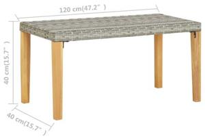 Ławka ogrodowa, 120 cm, szara, polirattan i drewno akacjowe