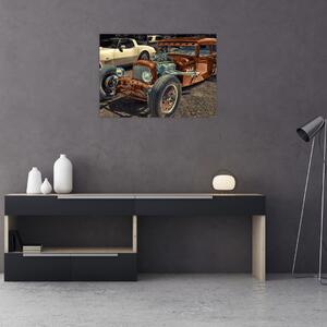 Obraz na szkle - brązowy samochód (70x50 cm)