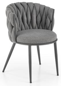 Popielate nowoczesne krzesło z plecionym oparciem - Trenza
