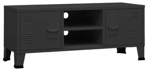 Industrialna szafka pod TV, czarna, 105x35x42 cm, metalowa