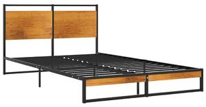 Czarne metalowe łóżko małżeńskie w stylu loft 140x200 cm - Petrix