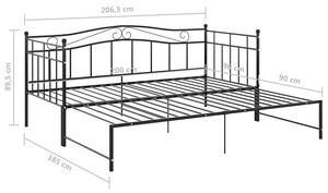 Czarne metalowe łóżko rozkładane 90x200 cm - Unis
