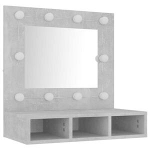 Szafka z lustrem i oświetleniem LED, szary beton, 60x31,5x62 cm