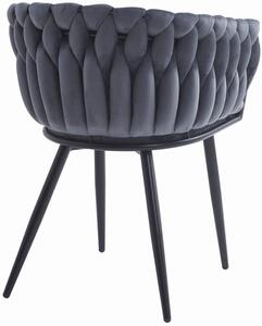 Ciemnoszare kubełkowe krzesło welurowe - Avax