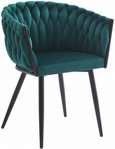 Zielone krzesło welurowe z podłokietnikami - Avax