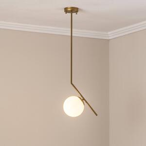 Lampa wisząca szklana Dolunay Opviq, możliwość ściemniania, mosiężny / złoty, salon / jadalnia, metal, nowoczesny
