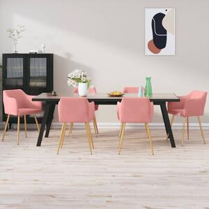 Krzesła stołowe, 6 szt., różowe, aksamitne
