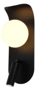 Pati - Kinkiet 265x100 mm, 1xG9 + LED, 5W, Czarny mleczna kula