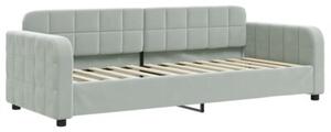 Sofa rozsuwana, jasnoszara, 80x200 cm, aksamit