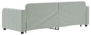 Sofa rozsuwana z szufladami, jasnoszara, 80x200 cm, aksamit