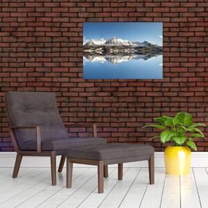 Obraz na szkle - góry i ich odbicie (70x50 cm)