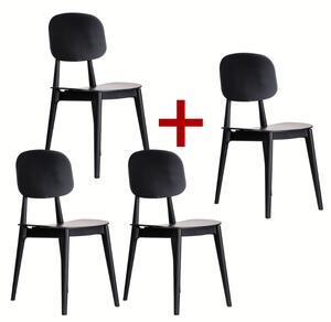Krzesło do jadalni plastikowe SIMPLY 3+1 GRATIS, czarne