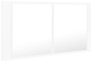 Szafka łazienkowa z lustrem i LED, biała, 90x12x45 cm, akryl