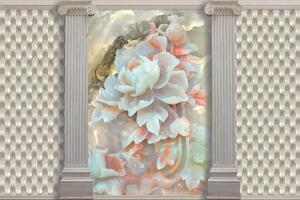 Samoprzylepna tapeta luksusowe kwiaty między kolumnami
