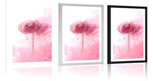 Plakat z passe-partout różowy kwiat w ciekawym designie