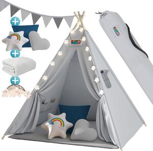 Dziecięcy namiot Teepee szaro-niebieski 160x120x120cm