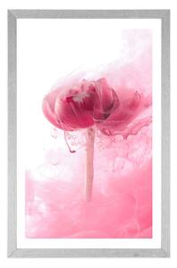 Plakat z passe-partout różowy kwiat w ciekawym designie