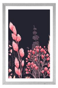 Plakat z passe-partout odmiany trawy na różowo
