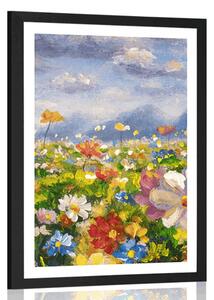 Plakat z passe-partout obraz olejny dzikie kwiaty