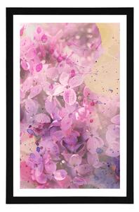 Plakat z passe-partout różowa gałązka kwiatów